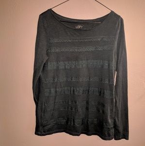 LOFT Lace Green Stripe shirt